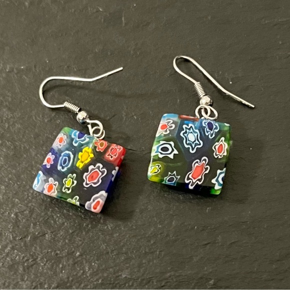 MillieFiori Art Glass Drop Dangle Earrings And Necklace Art To Wear Set - Picture 4 of 16